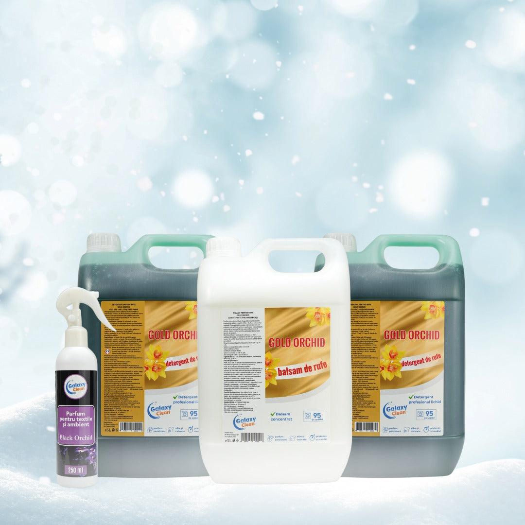 Set Orchid Clean Trio: 2 x 5L Detergent Lichid & 1 x 5L Balsam + Odorizant textil Cadou